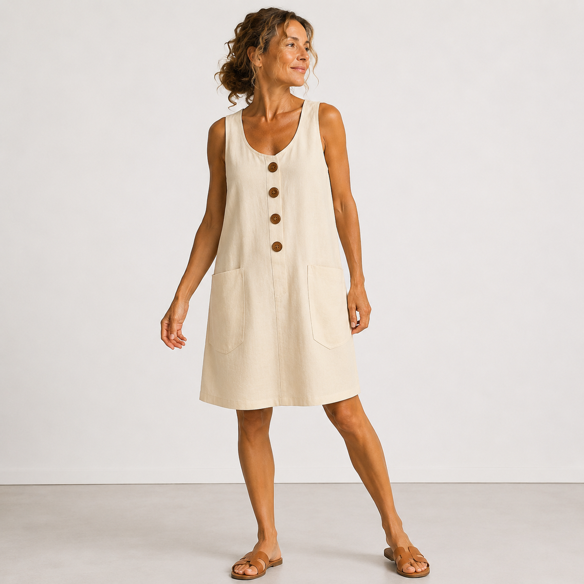 Macey™ Button-Front Summer Dress with Pockets