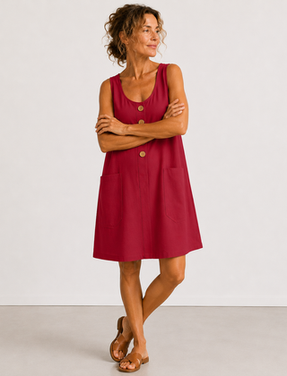 Macey™ Button-Front Summer Dress with Pockets