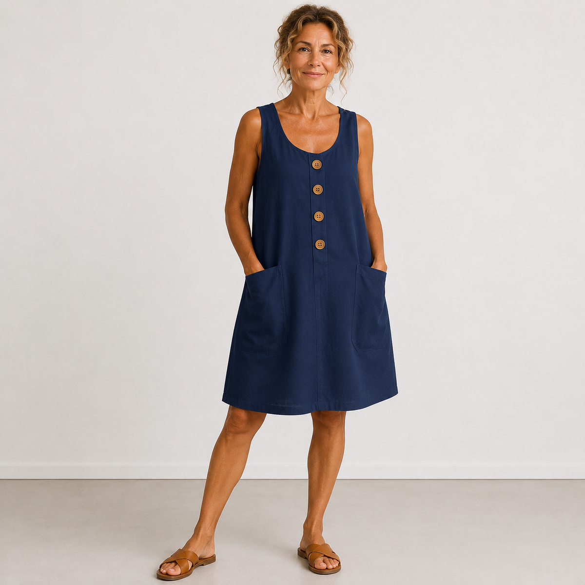 Macey™ Button-Front Summer Dress with Pockets
