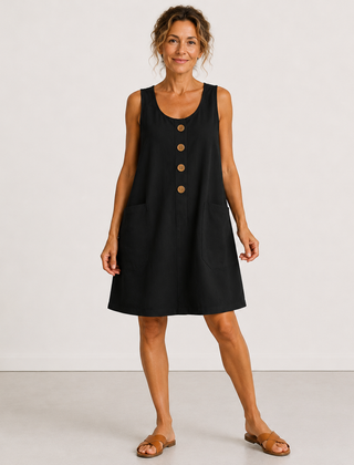 Macey™ Button-Front Summer Dress with Pockets