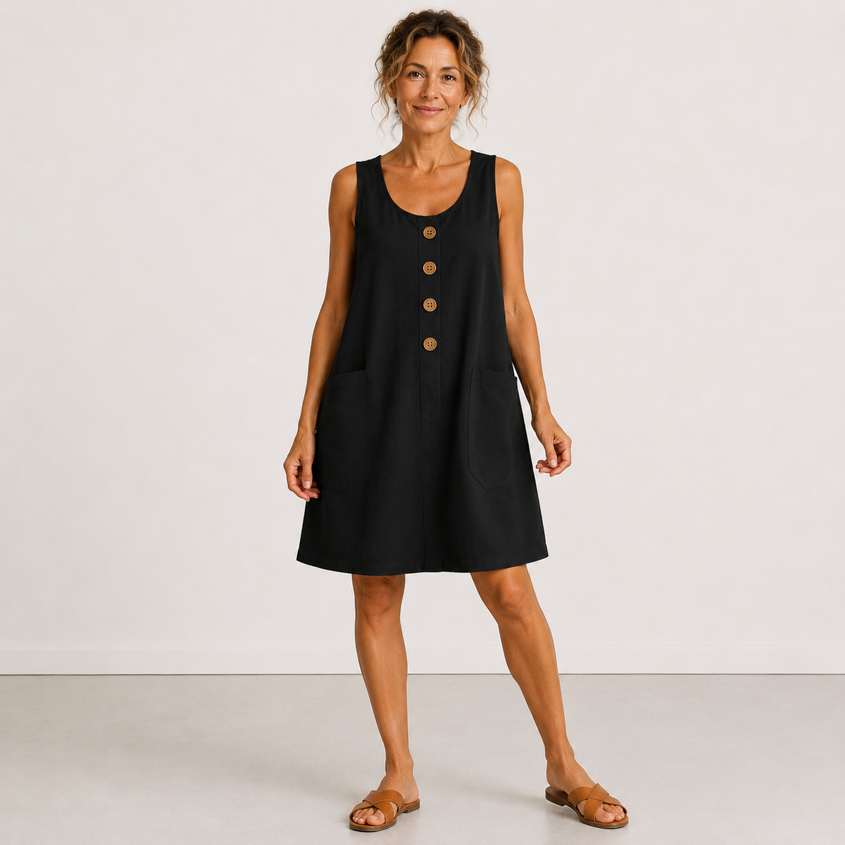 Macey™ Button-Front Summer Dress with Pockets