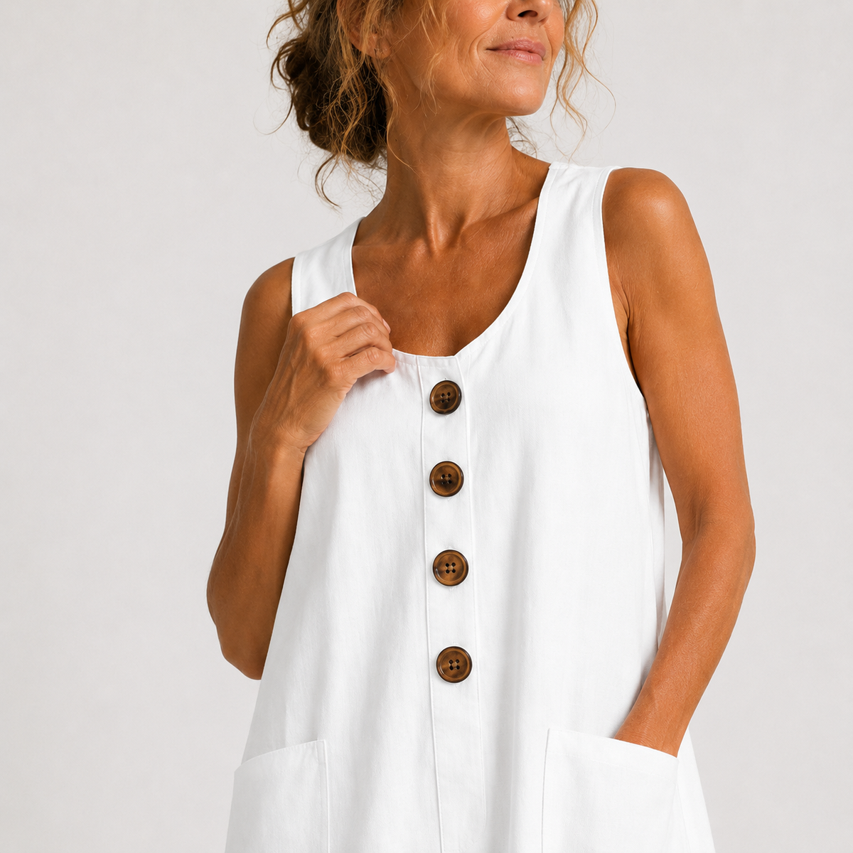 Macey™ Button-Front Summer Dress with Pockets