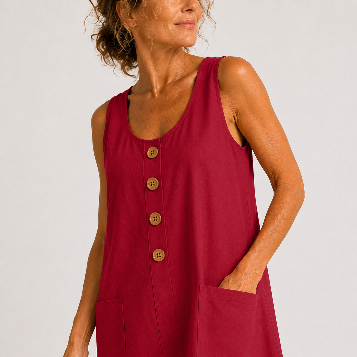 Macey™ Button-Front Summer Dress with Pockets