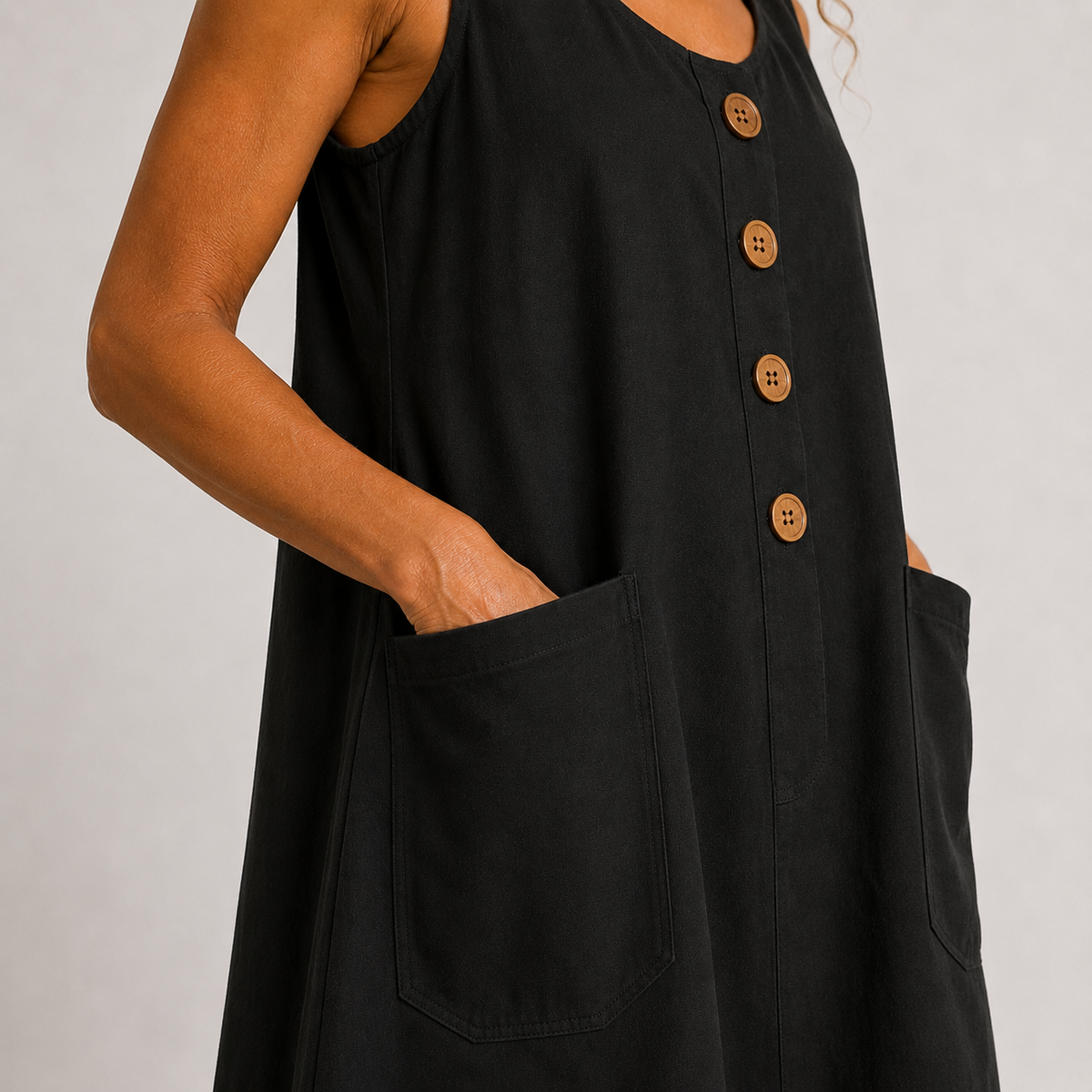 Macey™ Button-Front Summer Dress with Pockets