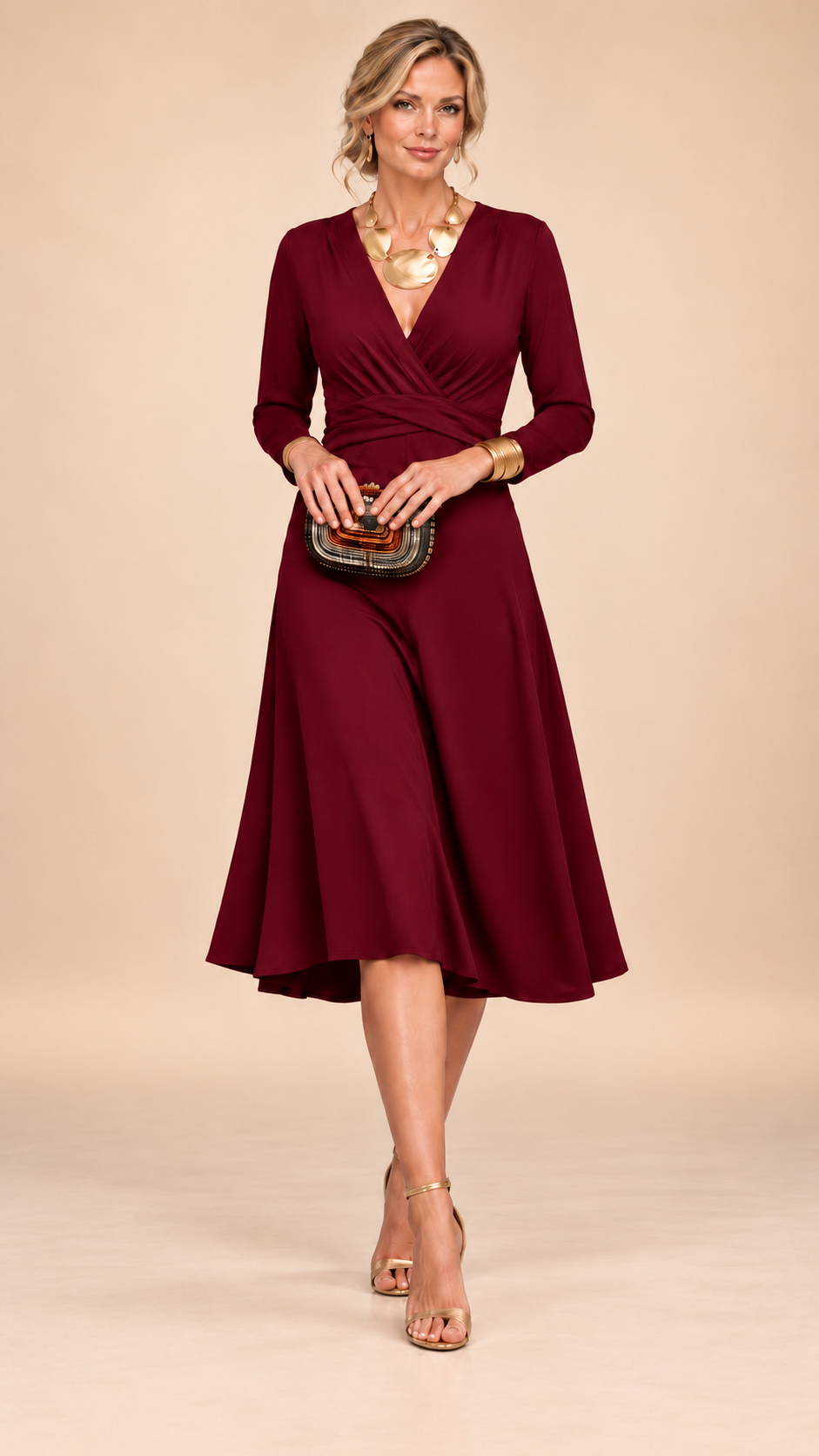 Noella™ Solid V-Neck Maxi Dress