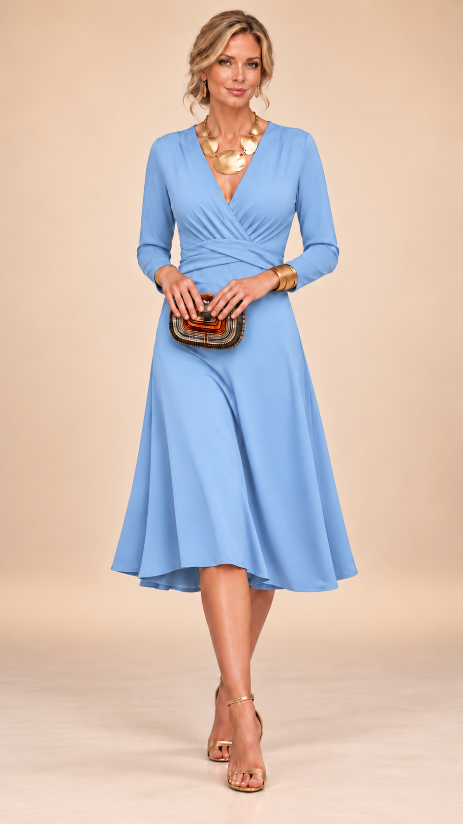 Noella™ Solid V-Neck Maxi Dress