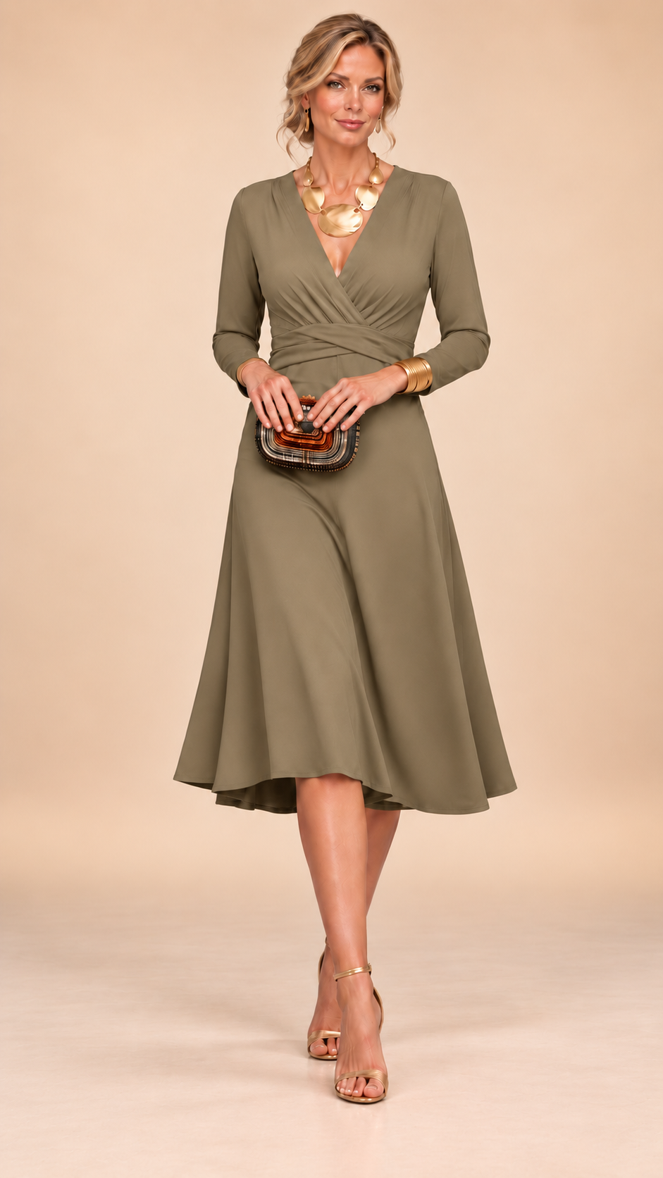 Noella™ Solid V-Neck Maxi Dress