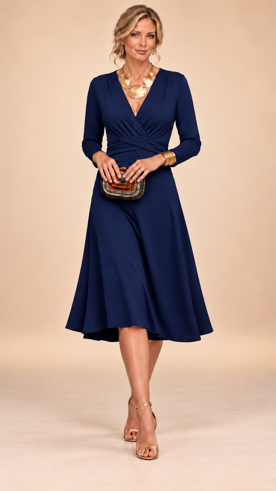 Noella™ Solid V-Neck Maxi Dress