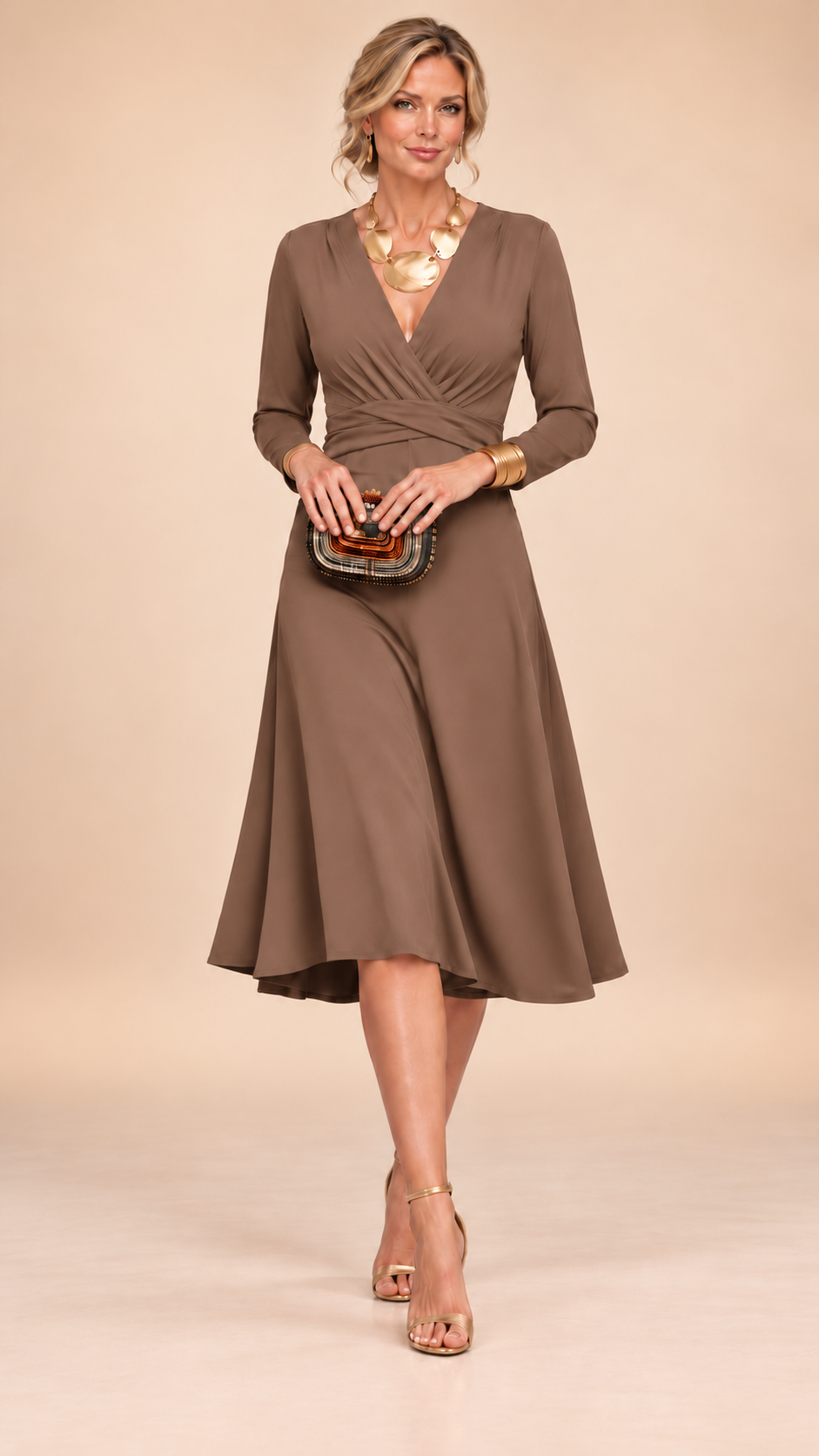 Noella™ Solid V-Neck Maxi Dress
