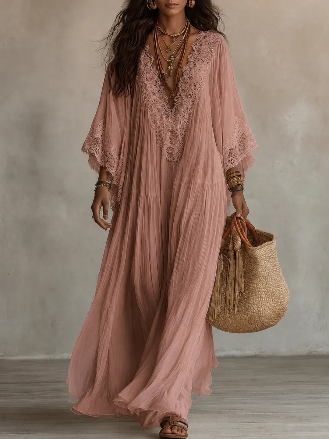 Indara™ Long V-Neck Dress