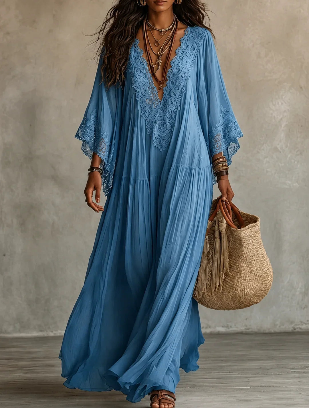 Indara™ Long V-Neck Dress