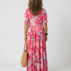 Ione™ Short Sleeve V Neck Floral Midi Dress