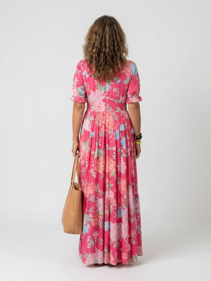 Ione™ Short Sleeve V Neck Floral Midi Dress