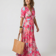 Ione™ Short Sleeve V Neck Floral Midi Dress