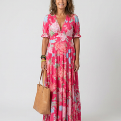 Ione™ Short Sleeve V Neck Floral Midi Dress
