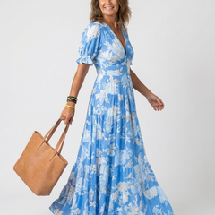 Ione™ Short Sleeve V Neck Floral Midi Dress