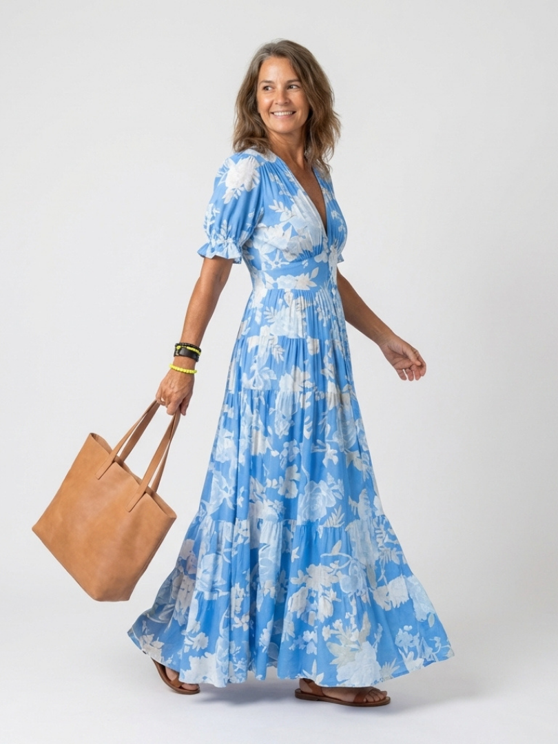 Ione™ Short Sleeve V Neck Floral Midi Dress