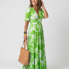Ione™ Short Sleeve V Neck Floral Midi Dress
