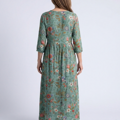 Marina™ Floral V Neck Three Quarter Sleeve Maxi Dress
