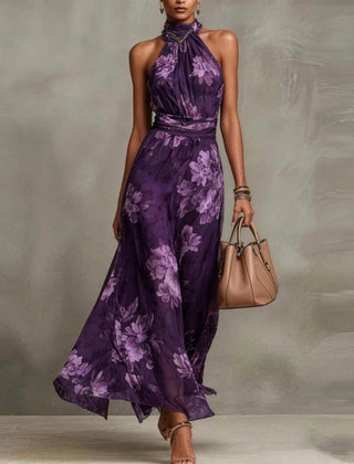 Adèle™ Floral Halter Maxi Dress