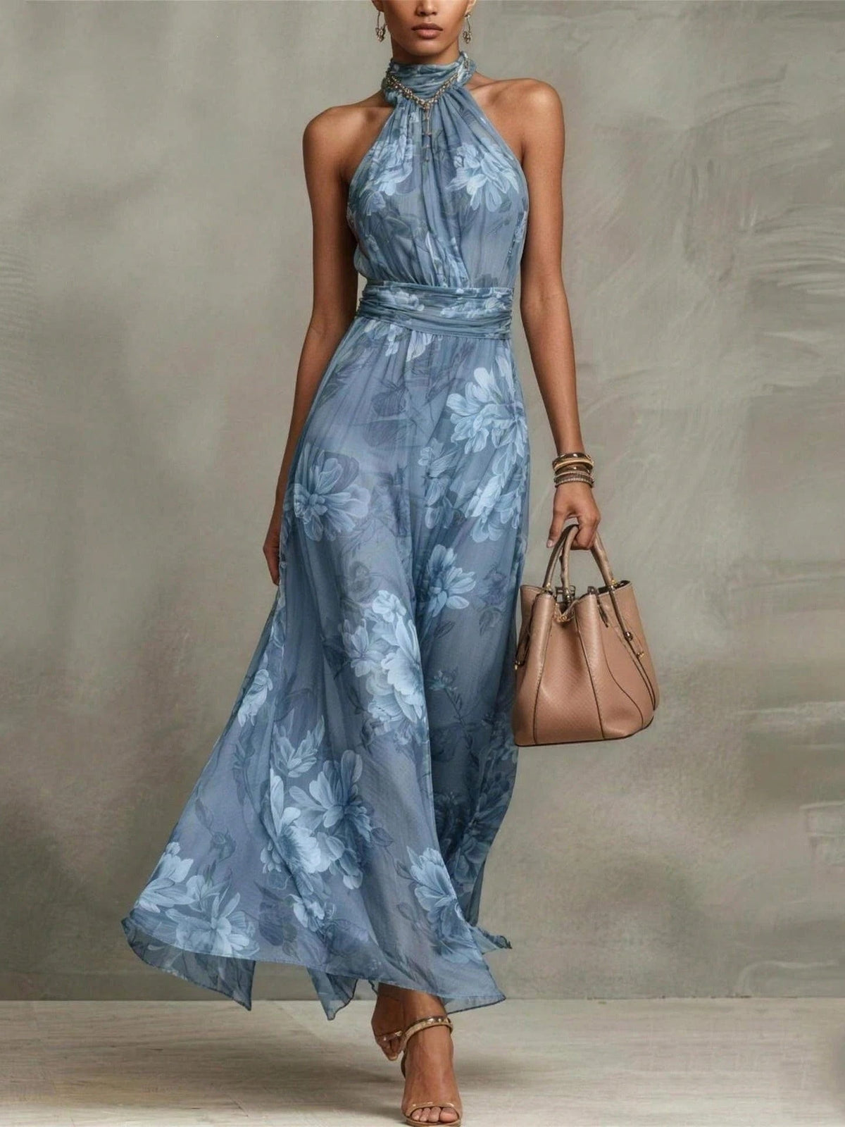 Adèle™ Floral Halter Maxi Dress