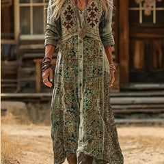 Maribel™ Vintage Botanical Maxi Dress