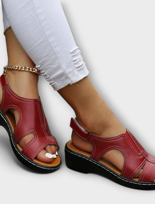 Christina - Orthopaedic Leather Sandals with Comfort Heel