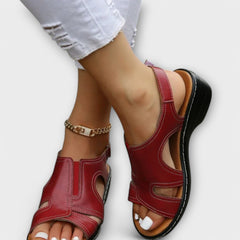 Christina - Orthopaedic Leather Sandals with Comfort Heel