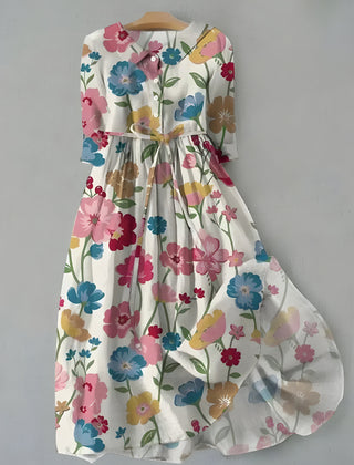 Sienna™ Button-Up Waist Tie Floral Dress