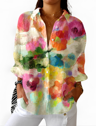Vibrant Watercolor Floral Blouse