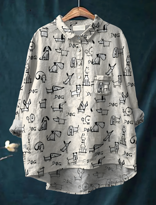 Raina™ - Women's Cute Dog Print Casual Shirt