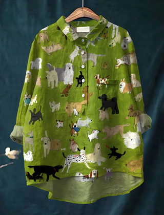 Kaya™ - Women's Cute Dog Art Print Casual Shirt