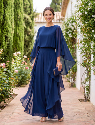 Lenorah™ Cape-Sleeve Top and Ruffled Skirt Two-Piece Set