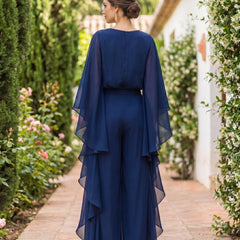 Lenorah™ Cape-Sleeve Top and Ruffled Skirt Two-Piece Set