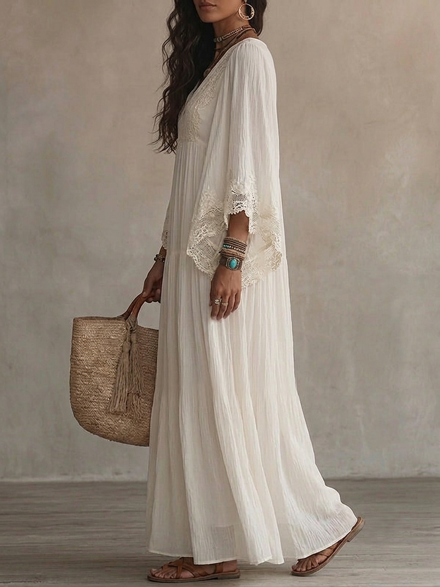 Indara™ Long V-Neck Dress