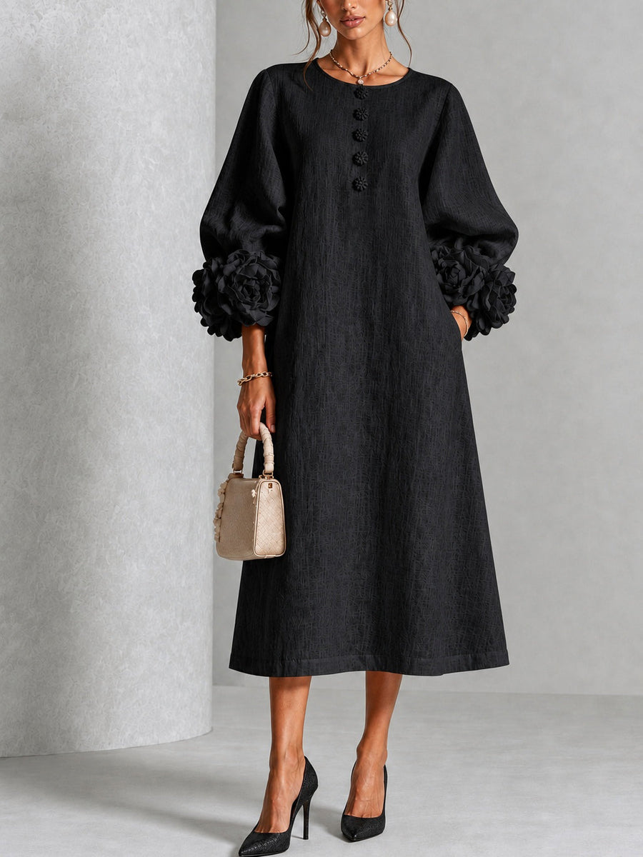 Theodosia™ Rosette Cuff Midi Dress