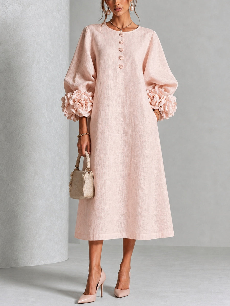 Theodosia™ Rosette Cuff Midi Dress