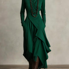 Arielle™ Vintage Asymmetrical Turtleneck Dress