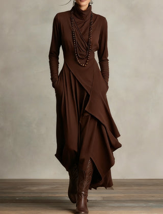 Arielle Vintage Asymmetrical Turtleneck Dress