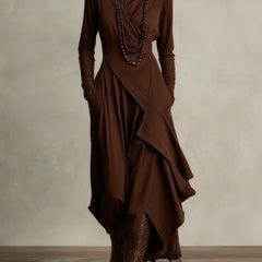 Arielle™ Vintage Asymmetrical Turtleneck Dress