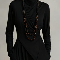 Arielle™ Vintage Asymmetrical Turtleneck Dress