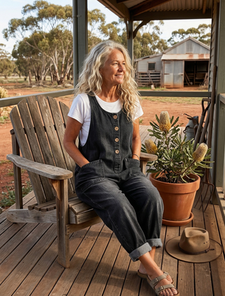 Lettie™ Vintage Washed Denim Dungaree