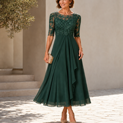 Avi Lace Bodice Draped Midi Dress