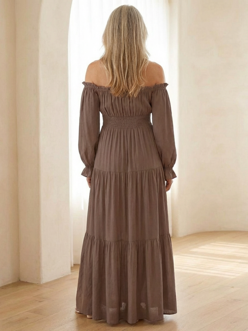 Amaya™ Off-Shoulder Smocked Maxi Dress