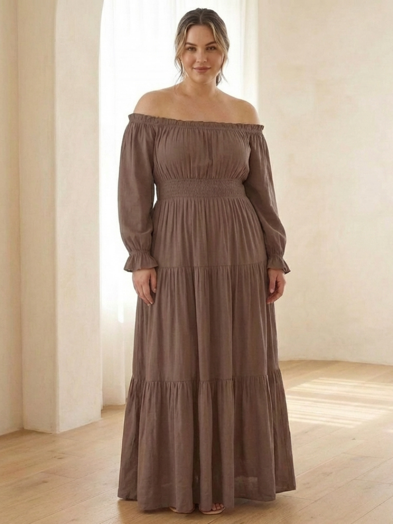 Amaya™ Off-Shoulder Smocked Maxi Dress