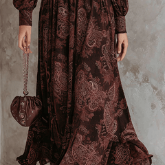 Ariane™ Maxi Dress with Paisley Print and Waist Accent