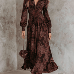 Ariane™ Maxi Dress with Paisley Print and Waist Accent