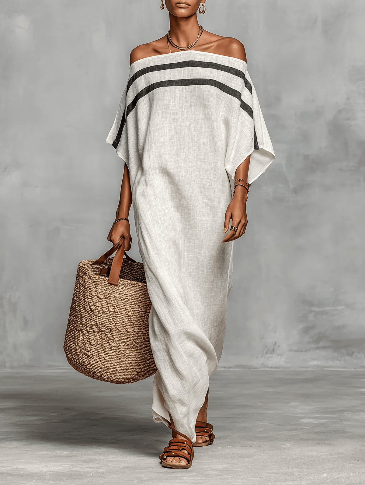 Aveline™ Maxi Dress with Off-shoulder and Batwing Sleeves