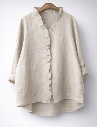 Luisa™ Elegant Ruffled Linen Blend Shirt