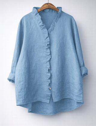 Luisa™ Elegant Ruffled Linen Blend Shirt